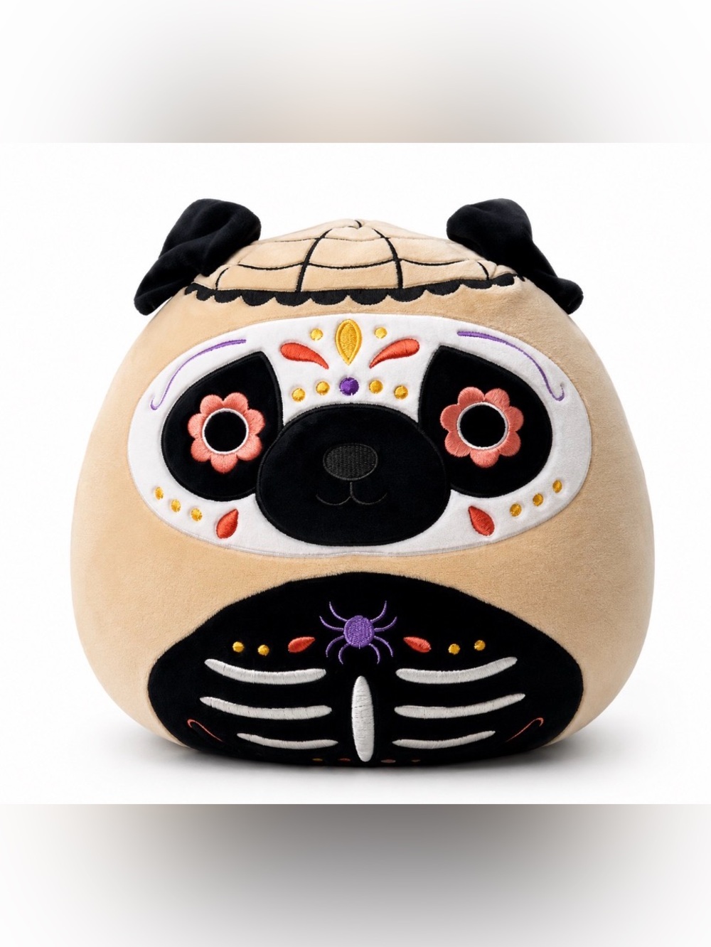 Squishmallow DOTD Prince Pug Halloween Day of The Dead Sugar Skull 12” NWOT